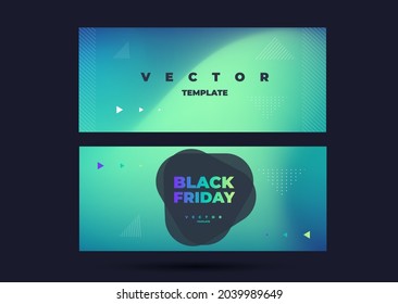 beautiful trendy set template with blurred green background and simple geometry shapes