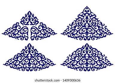 Beautiful triangular floral ornaments, 4 type