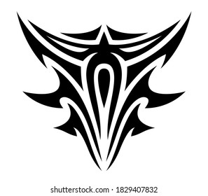 Beautiful tribal tattoo illustration with black heraldic abstract pattern on the white background