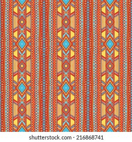 beautiful tribal vertical striped pattern with dots and triangles - 2. vector illustration