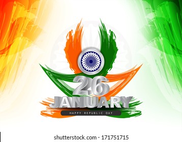 Beautiful tricolor background design for Indian republic day. vector illustration