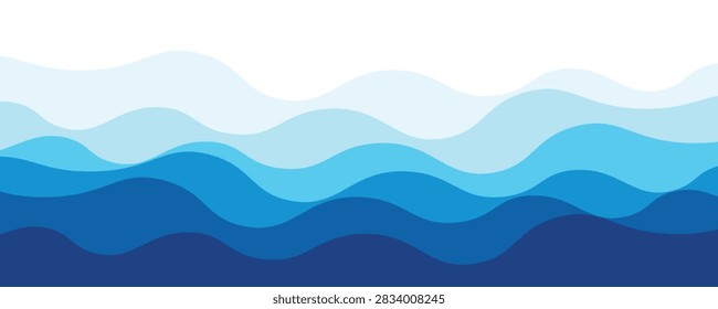 Beautiful tropical beach background with smooth vector sea waves, golden sand, and clean ocean water for coastal designs.