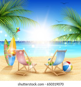 Beautiful tropical beach cartoon