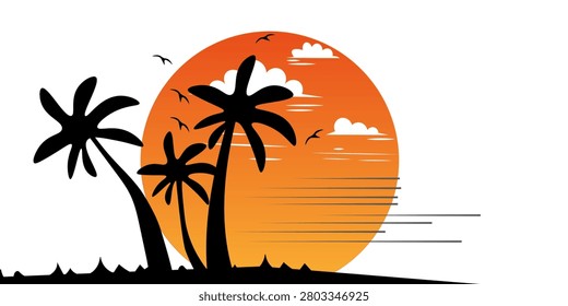 Beautiful Tropical Beach with Crystal Clear Blue Water, White Sand, and Palm Trees Under Sunny Sky