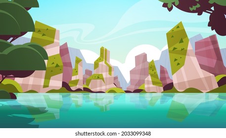beautiful tropical beach landscape summer seaside with trees and mountains horizontal