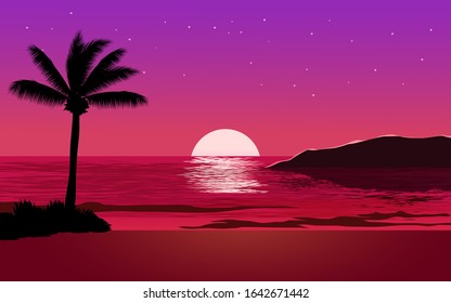 Beautiful tropical beach scenery during sunset 