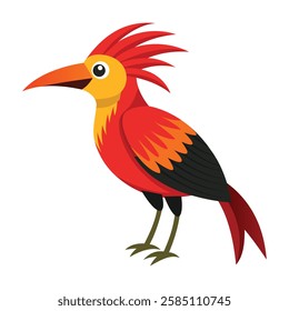 Beautiful Tropical Bird Illustration on White Background