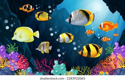 Beautiful Tropical Fish in the Sea illustration