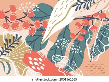 Beautiful tropical floral art background