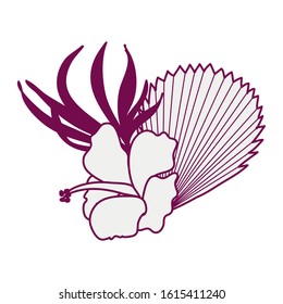 beautiful and tropical flower with leaf plant vector illustration design