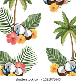 beautiful tropical flowers cartoon