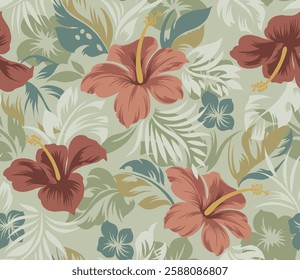 beautiful tropical flowers pattern suitable for textile design or wall decoration