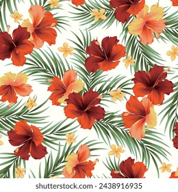 Beautiful tropical flowers seamless pattern,