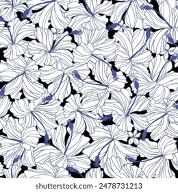 Beautiful tropical flowers seamless pattern,