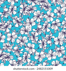 Beautiful tropical flowers seamless pattern,