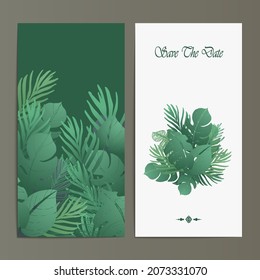 beautiful tropical hand drawn wedding card invitation