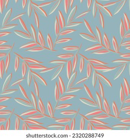 Hermoso patrón de fondo de vectores de caricatura de hojas tropicales sin problemas