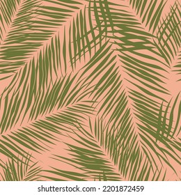 Beautiful tropical leaves branch  seamless pattern design. Tropical leaves background. Trendy Brazilian illustration. Spring and summer design for fabric, prints, wrapping paper and prints