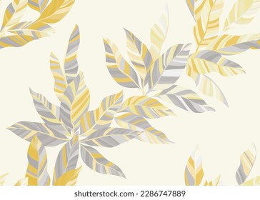 Beautiful tropical leaves endless pattern design. Minimal organic summer bandana tissue print. Paradise tree branch foliage seamless pattern. Stripes texture plant leaves.