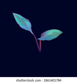 
beautiful tropical leaves with gradient.