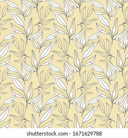 Beautiful tropical leaves seamless pattern, modern hand drawn nature foliage. Summer plants, textile print, clothes, wallpaper, wrapping paper. Trendy surface design.