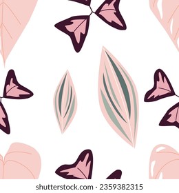 Beautiful tropical leaves. Seamless pattern . multi-colored leaf, monstera leaves, flower line for wallpaper design, covers, postcard packaging. Design for cosmetics, products, spa, decor.