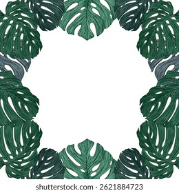 Beautiful tropical Monstera leaves with lush green tones, perfect for nature-themed designs, backgrounds, interior decor mockups, botanical illustrations, or eco-friendly branding. 