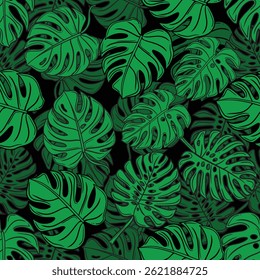 Beautiful tropical Monstera leaves with lush green tones, perfect for nature-themed designs, backgrounds, interior decor mockups, botanical illustrations, or eco-friendly branding. 