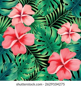 Beautiful tropical Monstera leaves with lush green tones, perfect for nature-themed designs, backgrounds, interior decor mockups, botanical illustrations, or eco-friendly branding. 