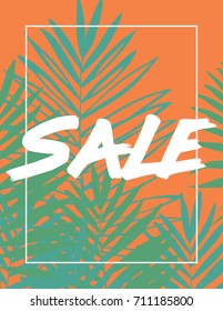 Beautiful Tropical Palm Tree Leaf Silhouette Background. Vector Illustration.