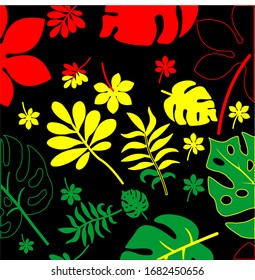 Beautiful tropical pattern design. Cool flower wallpapers with various colors. Vector illustration.