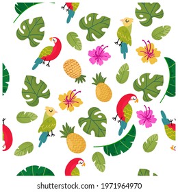 Beautiful tropical pattern. Vector illustration. Pattern for fabric, gift wrapping.