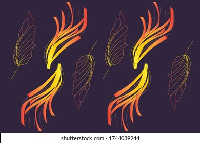 Beautiful tropical peacock feathers embroidery, template textiles, t-shirt design. Color feathers embroidery pattern
