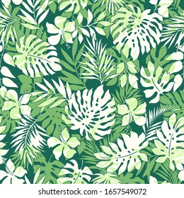 Beautiful tropical plant seamless pattern illustration,