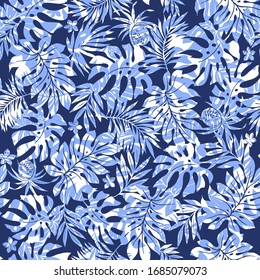 Beautiful tropical plant seamless pattern illustration,