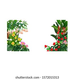 Beautiful Tropical Plants Cartoon Set for your design