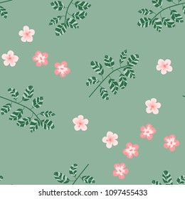 Beautiful tropical seamless pattern with flowers and leaves. Flowers of the jungle. Summer background with tropical leaves and flowers for fabric, wallpaper and cover
