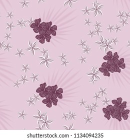 Beautiful tropical seamless pattern with flowers and leaves. Flowers of the jungle. Summer background with tropical leaves and flowers for fabric, wallpaper and cover