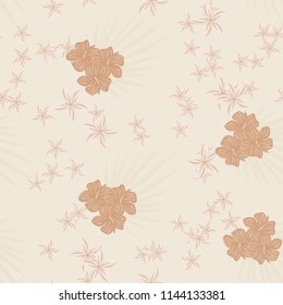 Beautiful tropical seamless pattern with flowers and leaves. Flowers of the jungle. Summer background with tropical leaves and flowers for fabric, wallpaper and cover