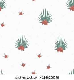 Beautiful tropical seamless pattern with flowers and leaves. Flowers of the jungle. Summer background with tropical leaves and flowers for fabric, wallpaper and cover