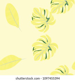 Beautiful tropical seamless pattern with leaves. Summer background with tropical leaves for fabric, wallpaper and cover