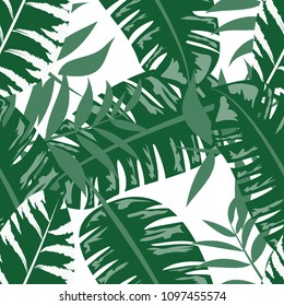 Beautiful tropical seamless pattern with leaves. Summer background with tropical leaves for fabric, wallpaper and cover