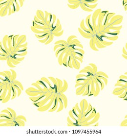 Beautiful tropical seamless pattern with leaves. Summer background with tropical leaves for fabric, wallpaper and cover