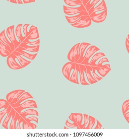 Beautiful tropical seamless pattern with leaves. Summer background with tropical leaves for fabric, wallpaper and cover