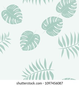 Beautiful tropical seamless pattern with leaves. Summer background with tropical leaves for fabric, wallpaper and cover