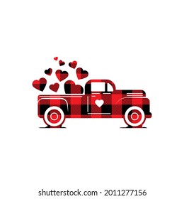 A Beautiful Truck Full Of Hearts Of Love. Draw And Text, Sublimation Design And Vector T-shirt Fashion Design.