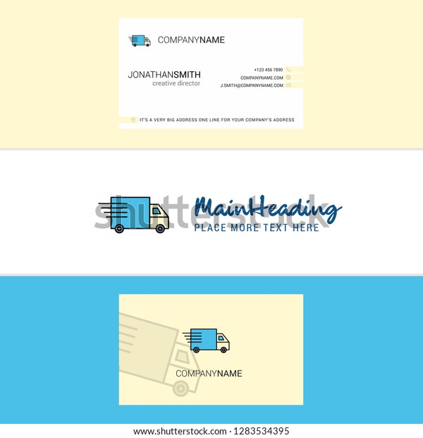 Beautiful Truck Logo and business card. vertical\
Design Vector