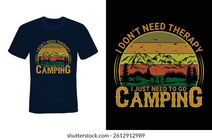 A beautiful t-shirt design featuring mountains, birds, and a camp icon- perfect for camping lovers.