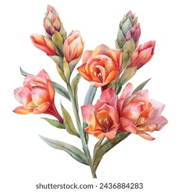 beautiful tuberose flower vector illustration in watercolour style