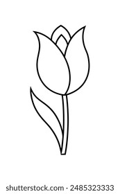Beautiful tulip black flower line art icon